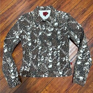 Tripp NYC Jacket Women Medium Denim Button Goth Punk Skulls